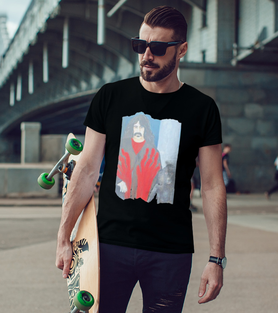 Jackey Neyman Jones Frank Zappa The Master Mashup With Red Hand Prints T-Shirt