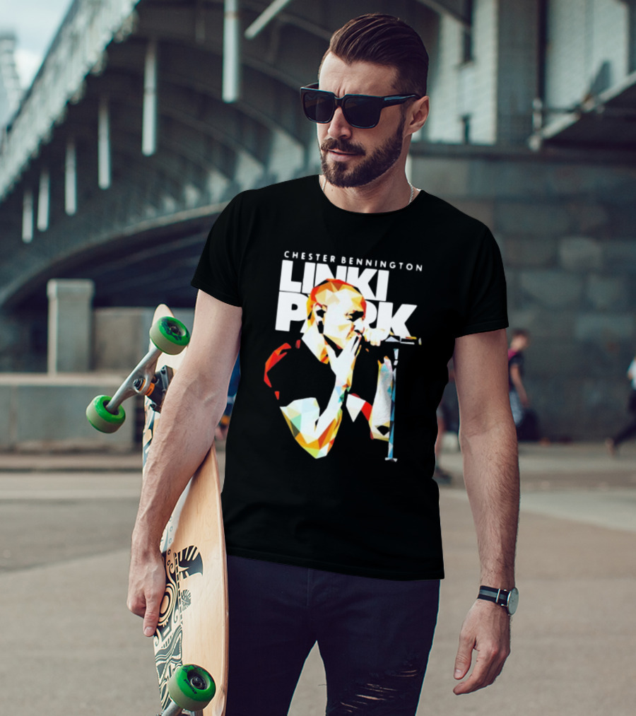 Chester Bennington Linkin Park Poly Art Mic Performance T-Shirt