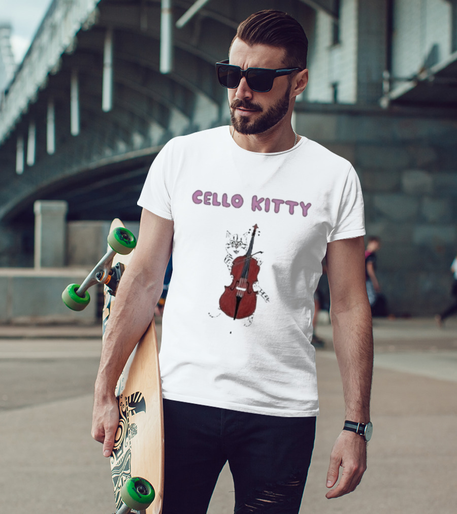 Cello Kitty Cat With Red Cello T-Shirt