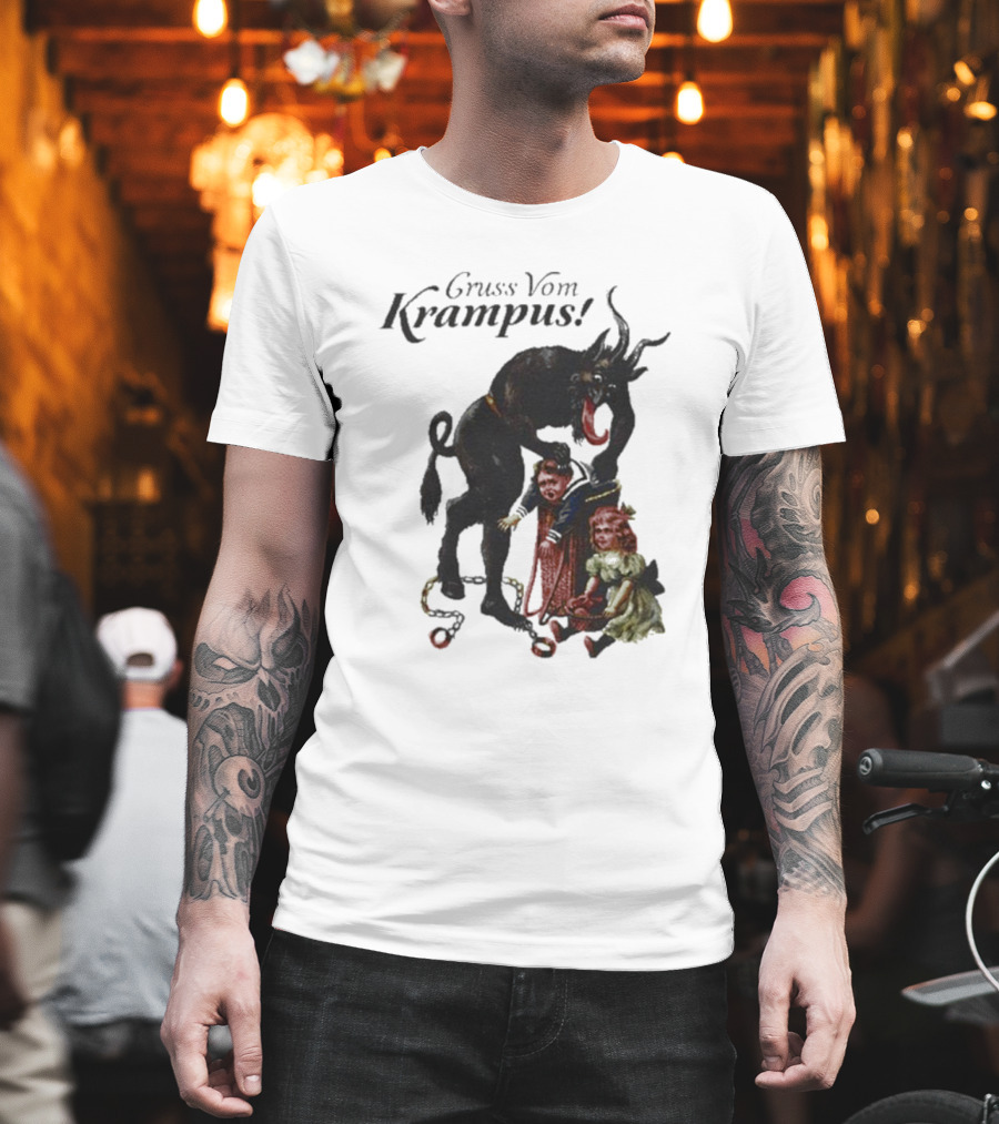Meowy Krampus Gruss Vom Krampus Christmas Feline Holiday Mischief T-Shirt