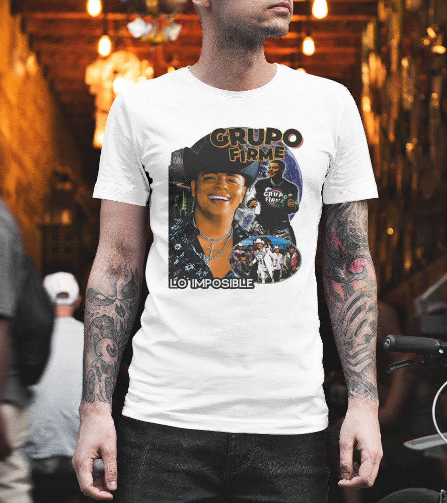 Grupo Firme Lo Imposible Cactus Cowboy Space Collage T-Shirt