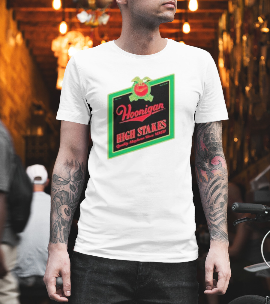 Hoonigan High Stakes Quality Mayhem Since MMXI Retro Apple Crate Label T-Shirt