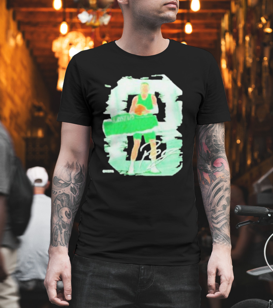 Kristaps Porzingis Boston Green Signature Basketball Player T-Shirt