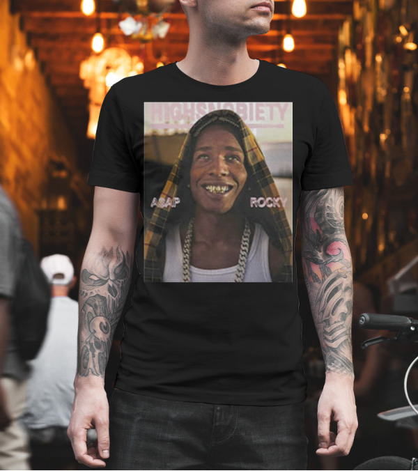 Highsnobiety Asap Rocky Hoodie Chains Grills T-Shirt Highsnobiety Asap Rocky Hoodie Chains Grills T-Shirt