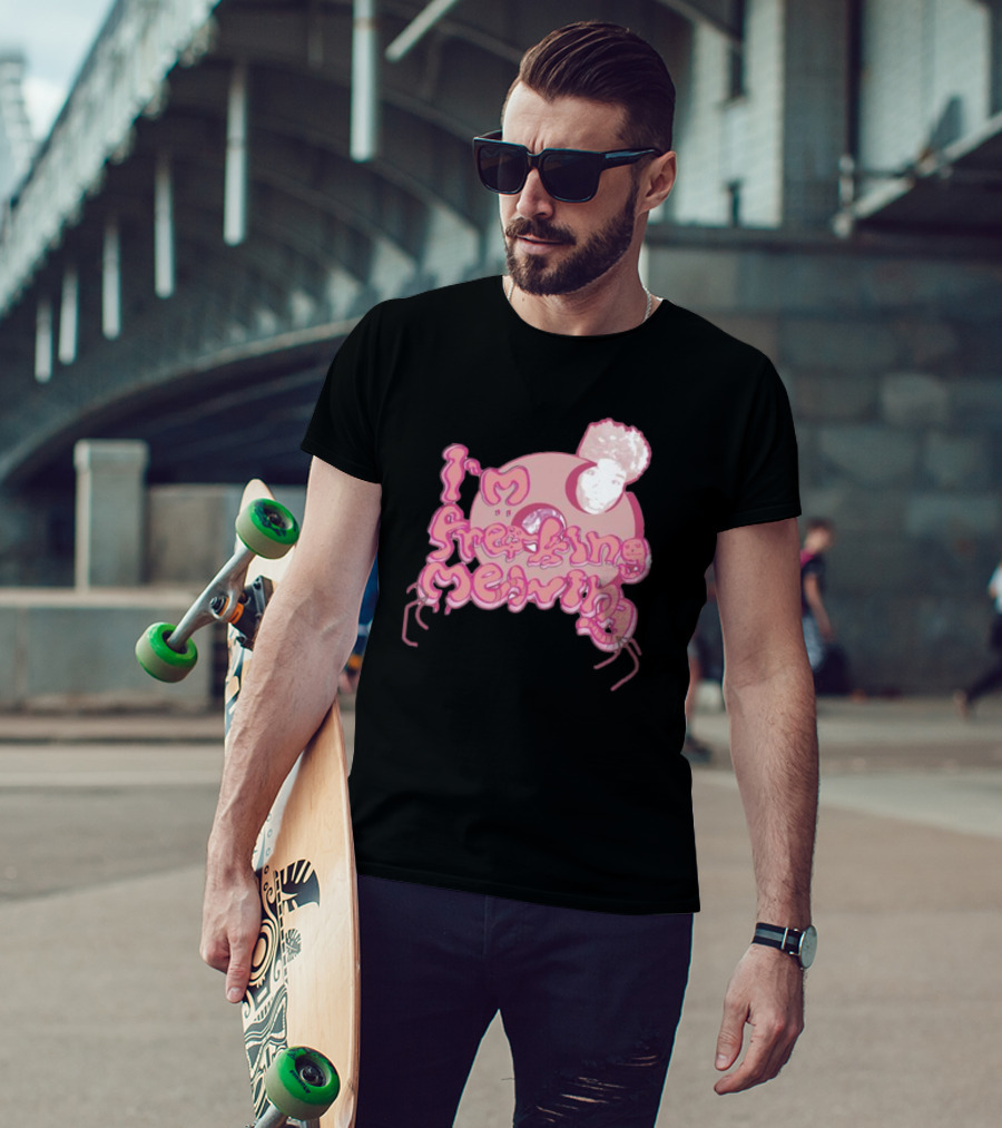 I’m Freaking Mewing Pink Cartoon Style With Portrait And Whiskers T-Shirt