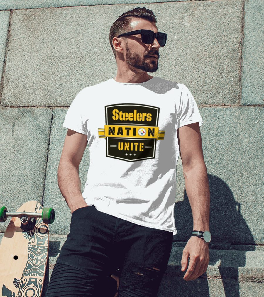Steelers Nation Unite Emblem With Stars And Iconic Team Colors T-Shirt
