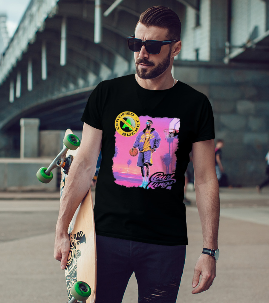 Certified Bucket Court Kings Style Basketball Sunset Scene T-Shirt