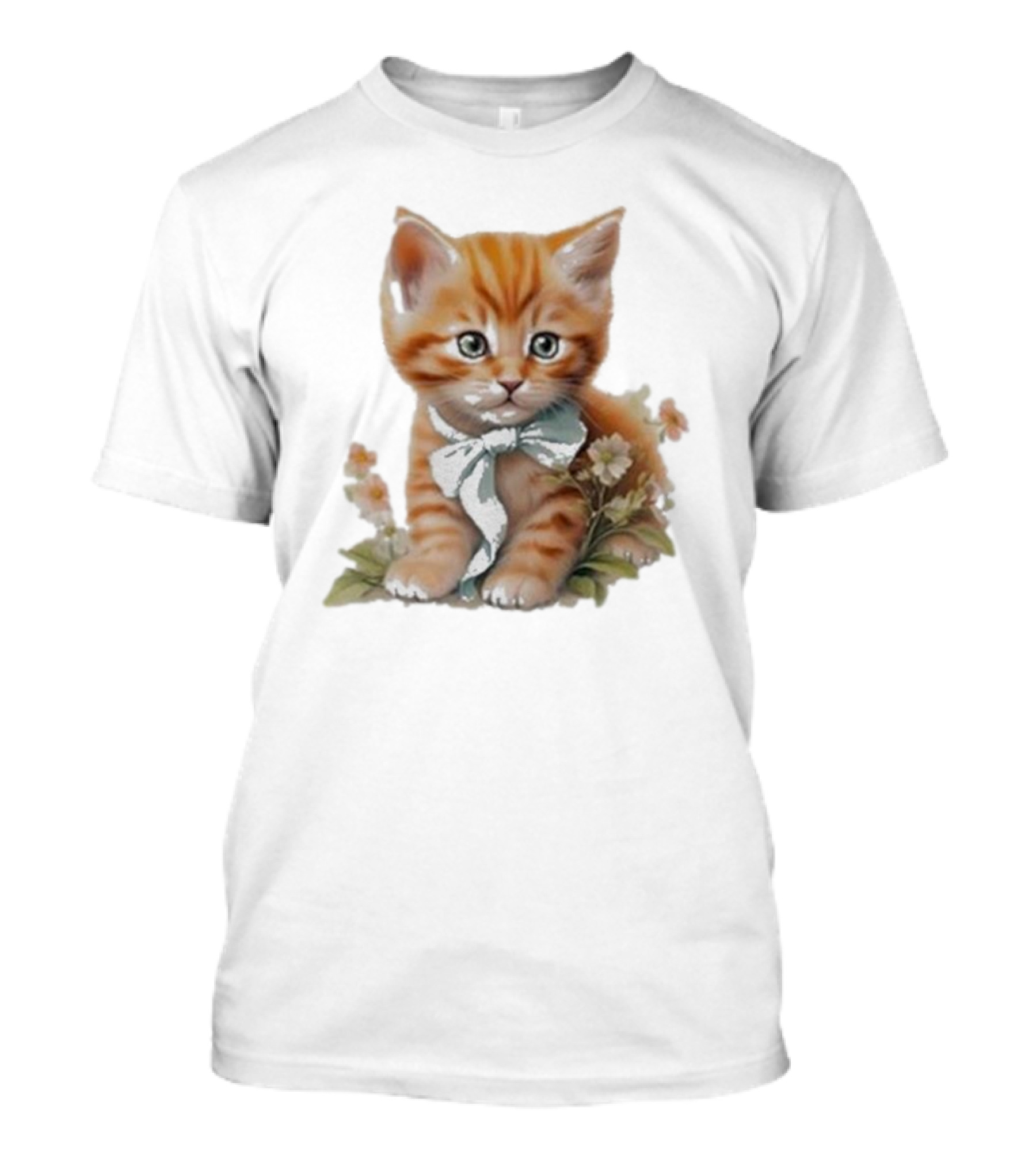 Beabadoobee Cat Kimchi Miso Kitten With Bow And Flowers T-Shirt