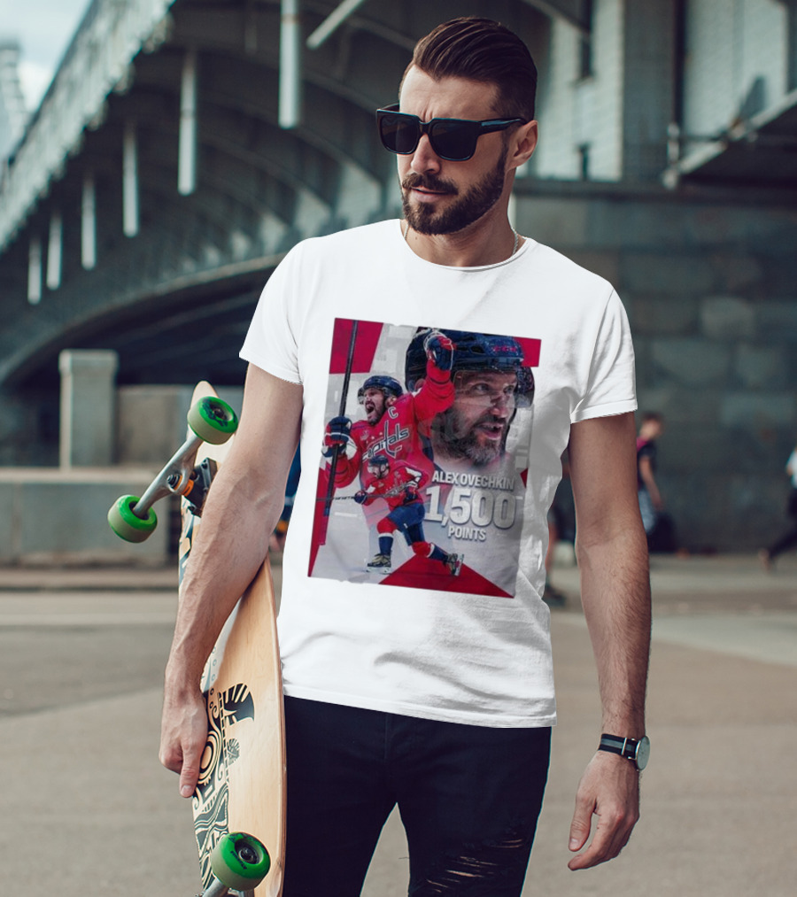 Alex Ovechkin 1500 Points Celebration Washington Capitals Red And White Hockey T-Shirt