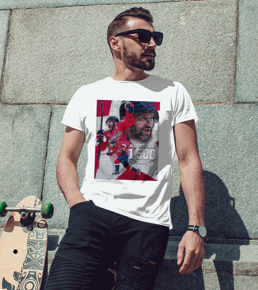 Alex Ovechkin 1500 Points Celebration Washington Capitals Red And White Hockey T-Shirt