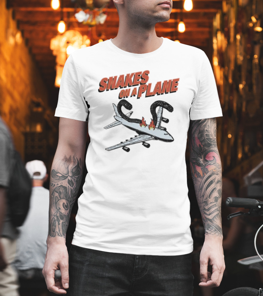 Snakes On A Plane Fire Flames Jet Airliner T-Shirt