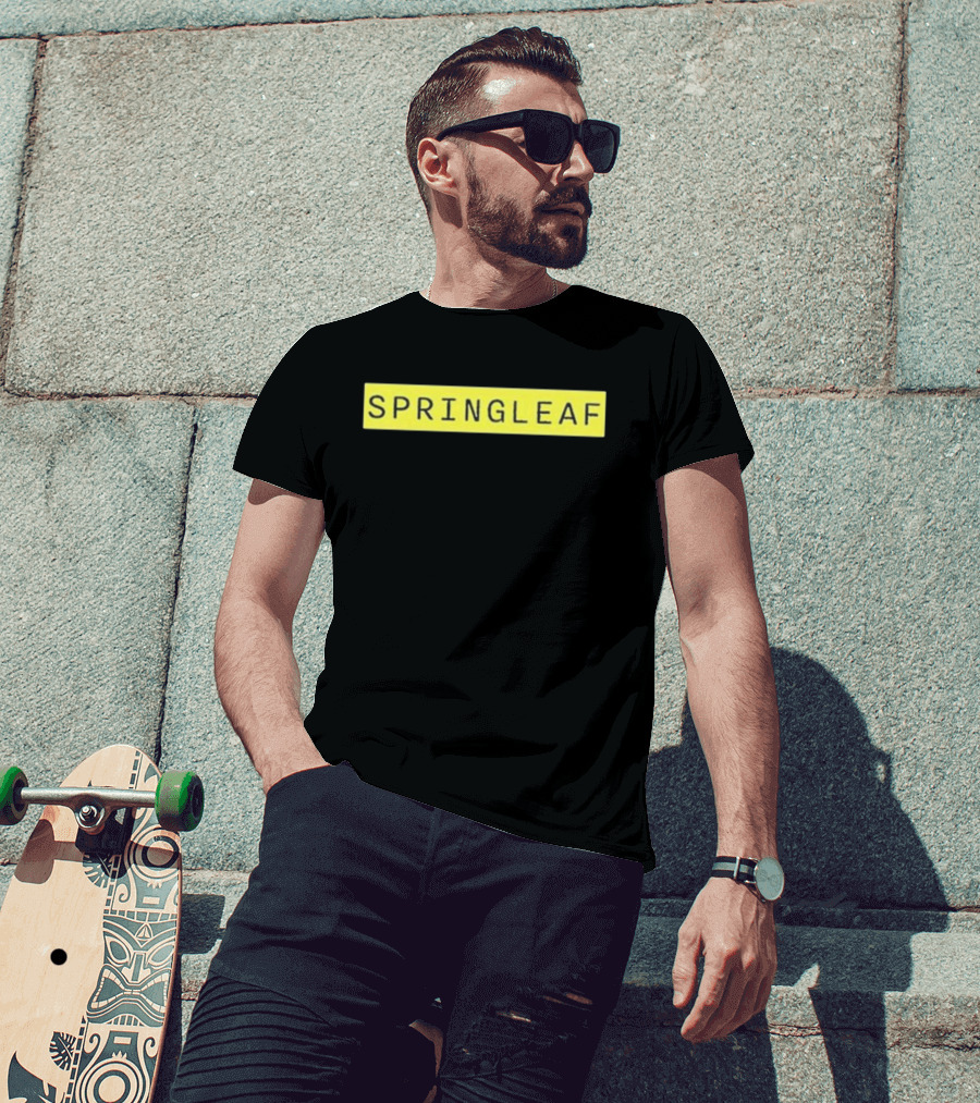 SPRINGLEAF Black And Yellow Minimalist T-Shirt