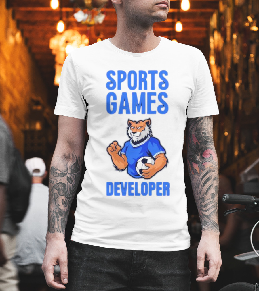 Sports Games Developer Tiger Holding Soccer Ball T-Shirt