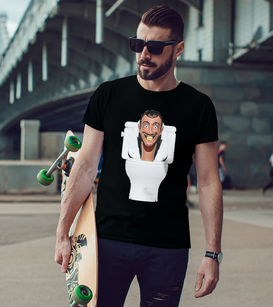 Skibidi Toilet Funny Face Character Head In Commode T-Shirt
