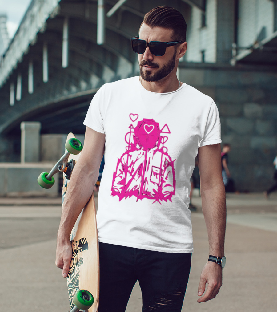 Squid Game Pink Hooded Circle Heart Triangle Symbols T-Shirt