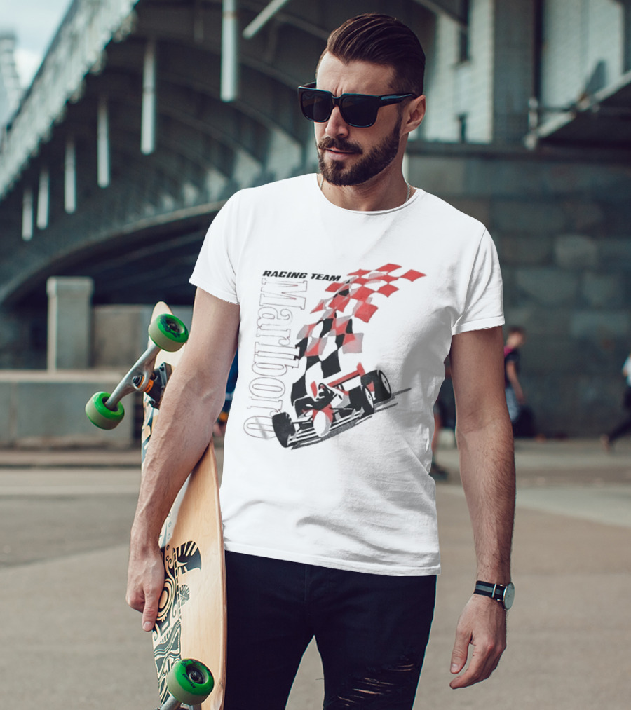 Vintage 90s Marlboro Racing Team Red Checkered Flag T-Shirt