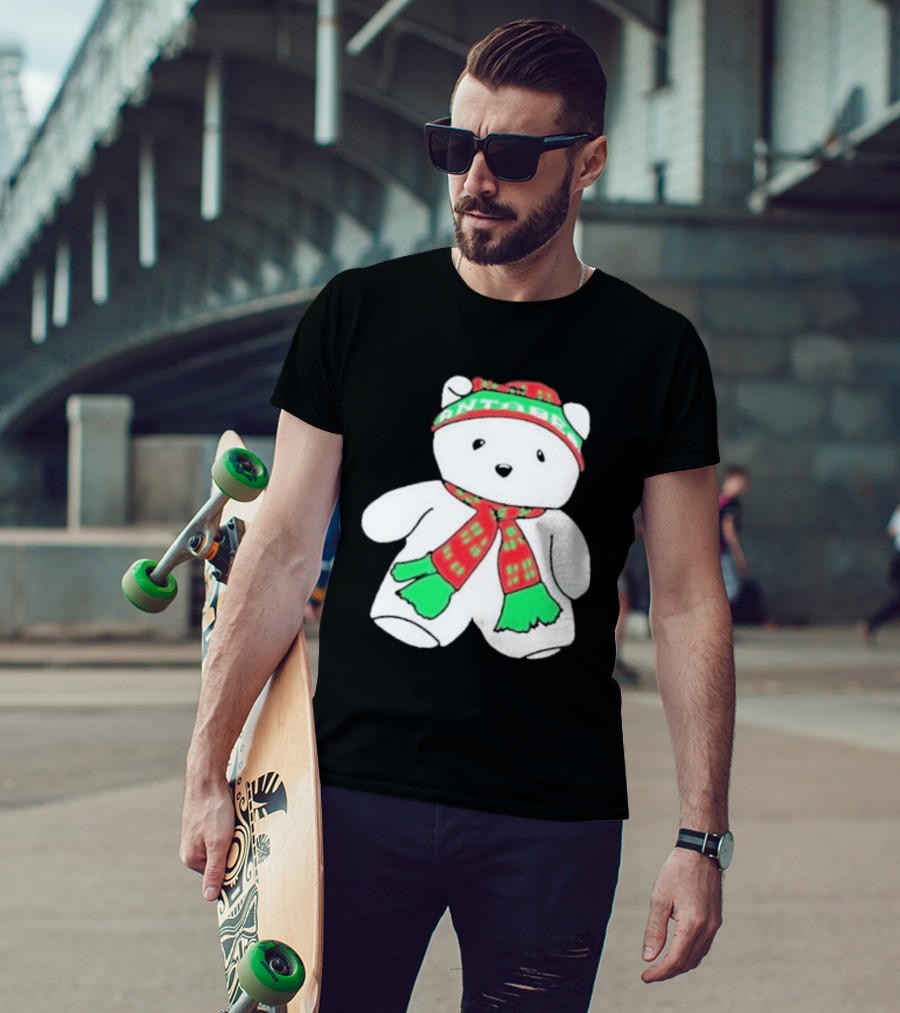 Santa Bear Minnesota Christmas Scarf And Hat Bundle T-Shirt
