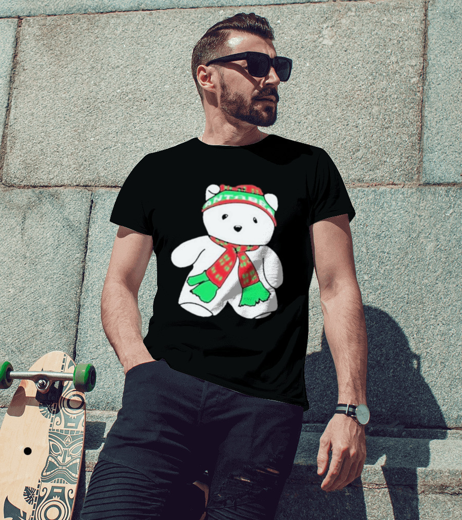 Santa Bear Minnesota Christmas Scarf And Hat Bundle T-Shirt