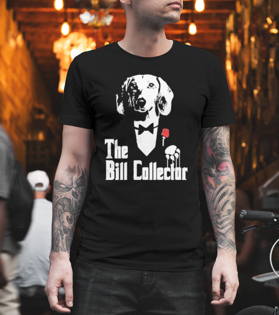The Bill Collector Dog in Black Tie with Rose and Puppet Strings T-Shirt