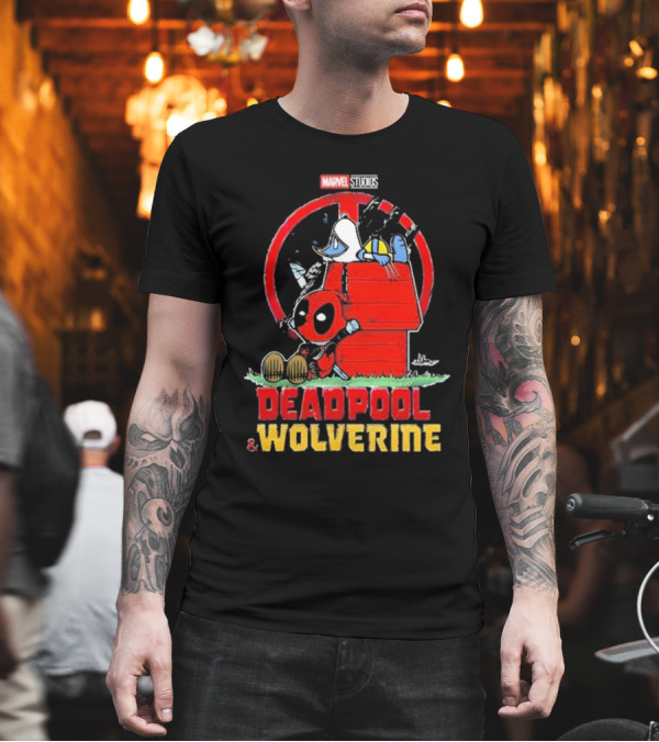 Marvel Studios Deadpool And Wolverine Peanuts Snoopy Crossover T-Shirt Marvel Studios Deadpool And Wolverine Peanuts Snoopy Crossover T-Shirt