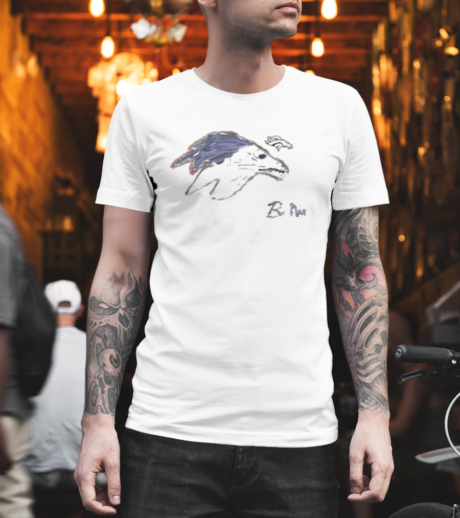 Rookies Paint Denver Broncos Bo Nix Blue Red Sketch T-Shirt