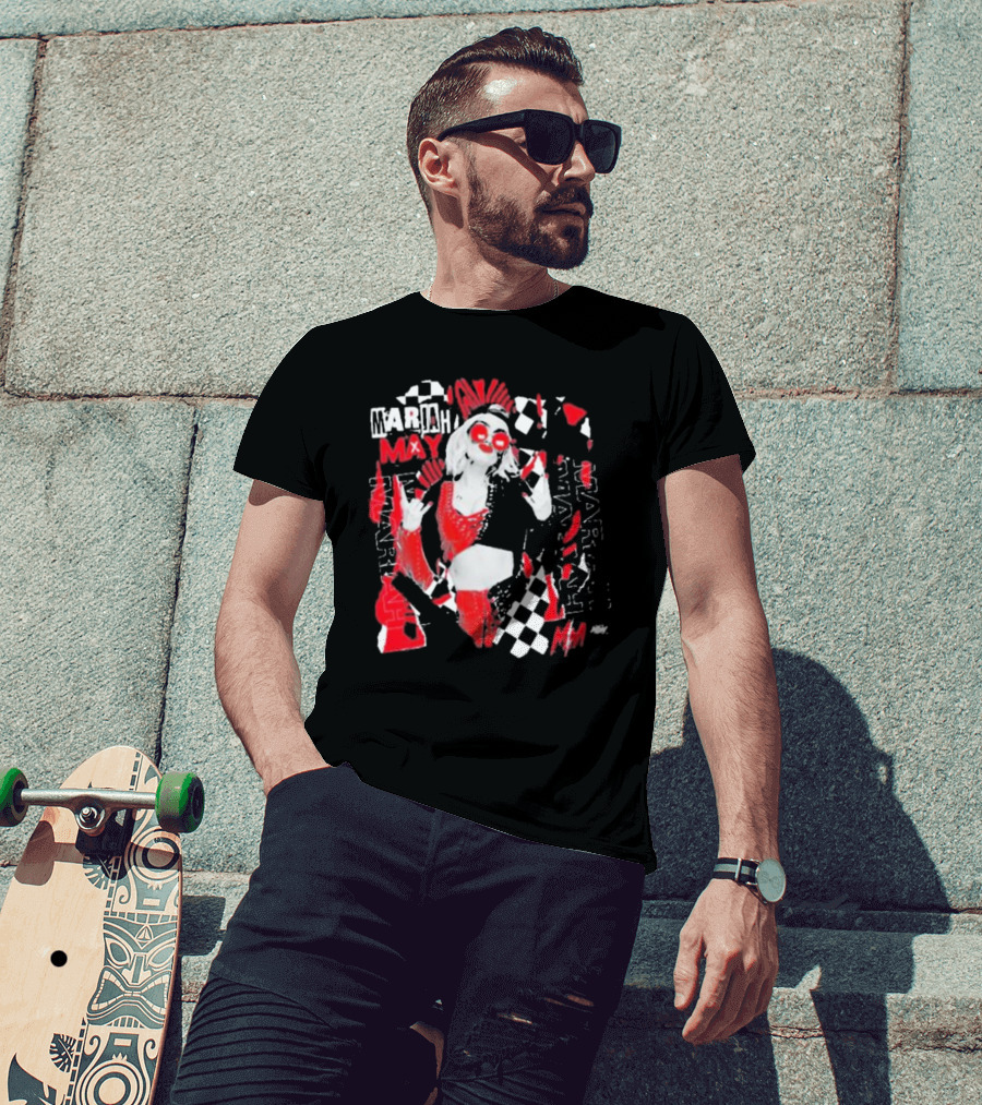 Mariah May All Elite Wrestling Checkerboard Red And Black T-Shirt