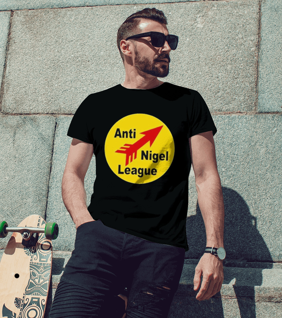 Anti Nigel League Red Arrow Emblem Yellow Circle T-Shirt