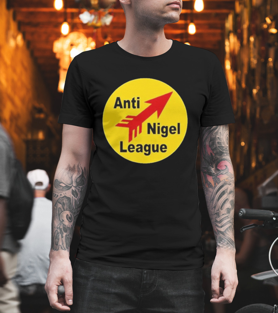 Anti Nigel League Red Arrow Emblem Yellow Circle T-Shirt