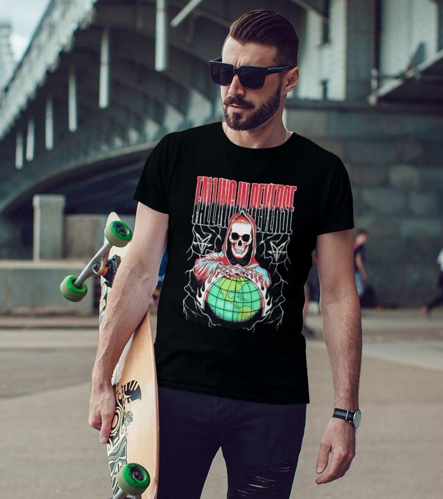 Falling In Reverse Skull Hood Globe T-Shirt