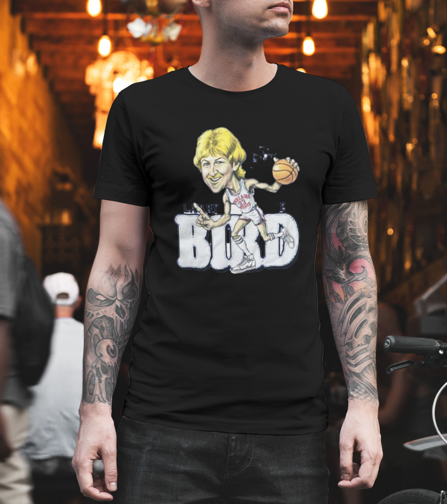 Larry Bird Indiana State Basketball Caricature Signature T-Shirt