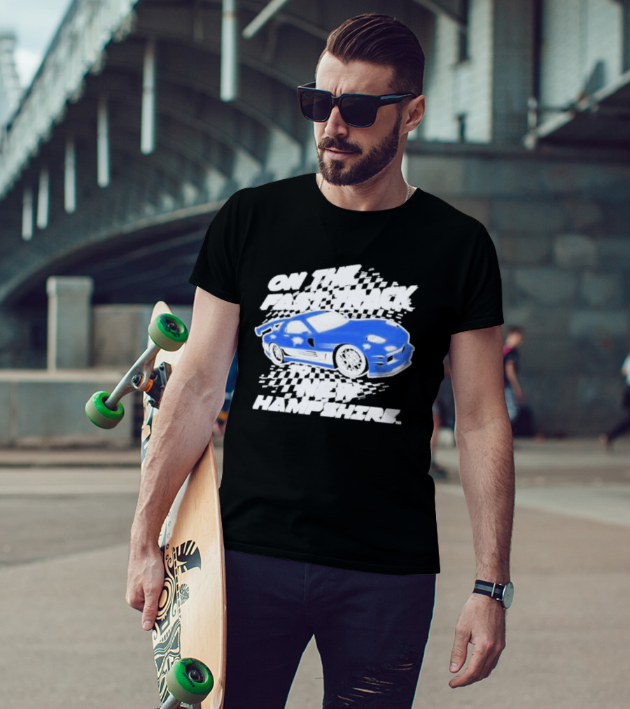 On The Fast Track New Hampshire Wildcats Racing Car T-Shirt
