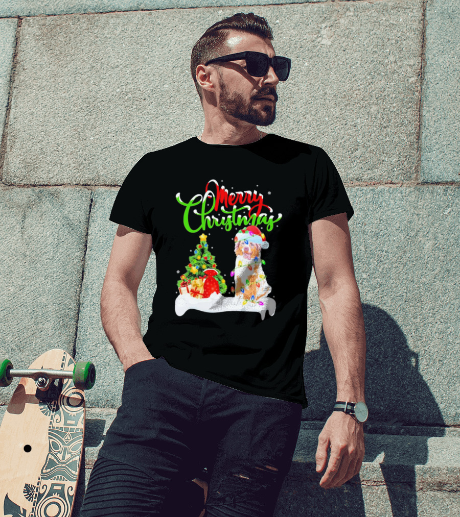 Merry Christmas Santa Australian Shepherd Dog Xmas Decorations T-Shirt