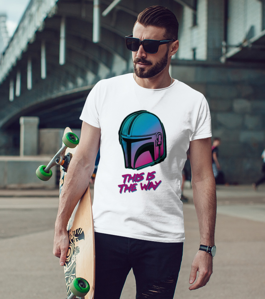 Star Wars The Mandalorian Helmet This Is The Way Neon T-Shirt