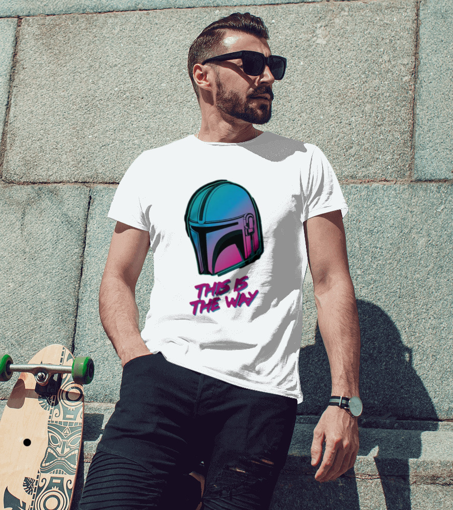 Star Wars The Mandalorian Helmet This Is The Way Neon T-Shirt