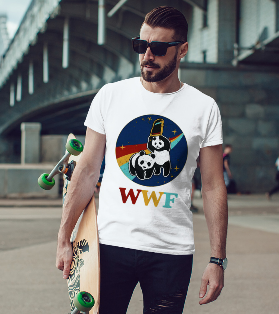 WWF Panda Bear Wrestling NASA Astronauts Space T-Shirt