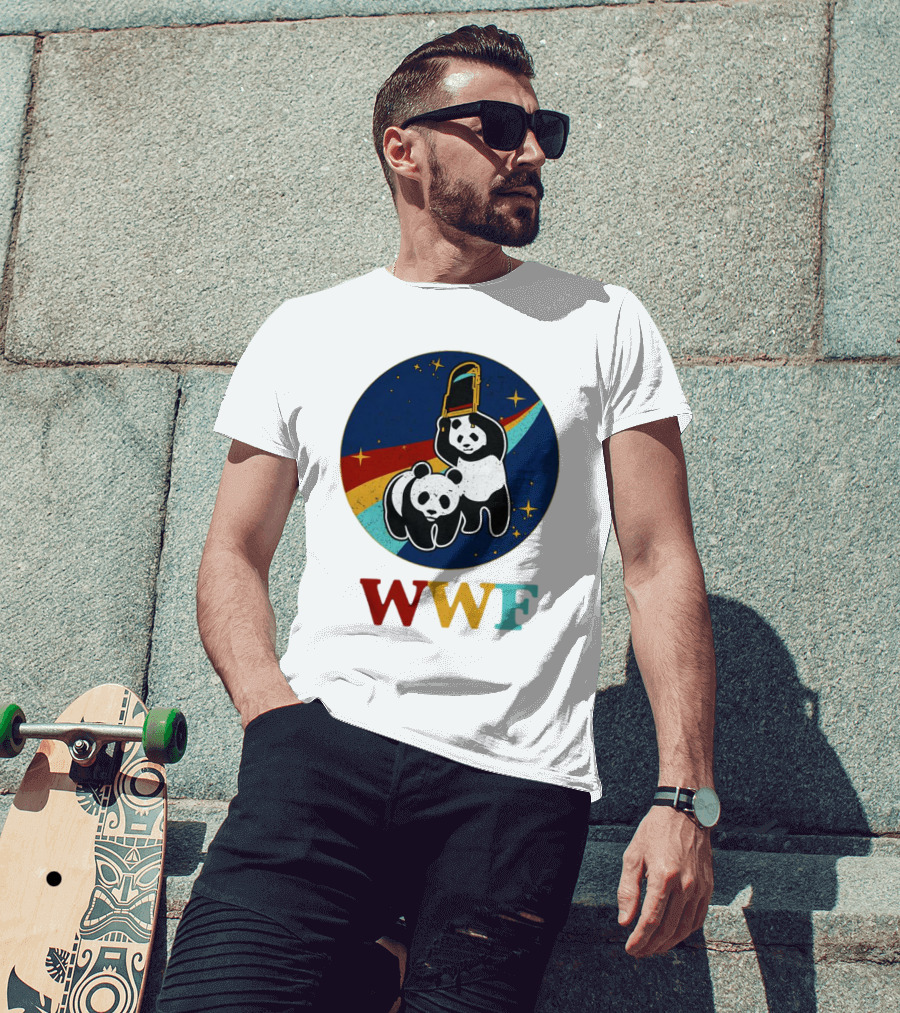 WWF Panda Bear Wrestling NASA Astronauts Space T-Shirt