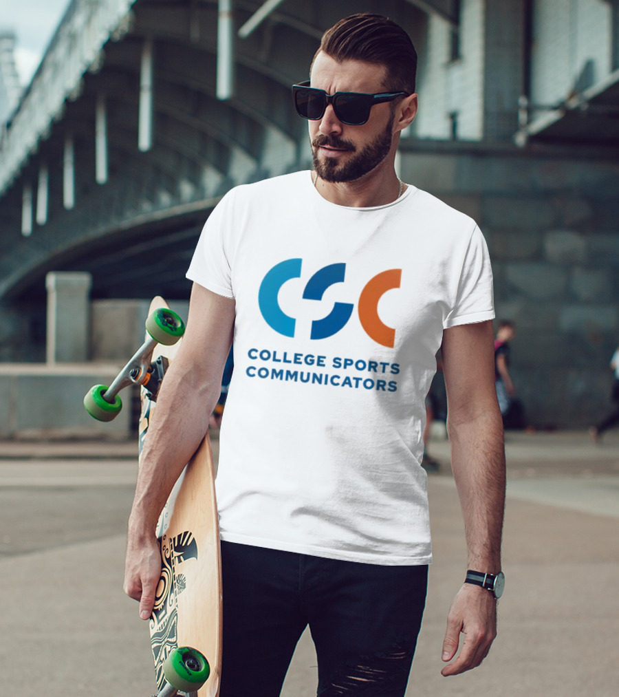 CSC College Sports Communicators Blue Orange T-Shirt