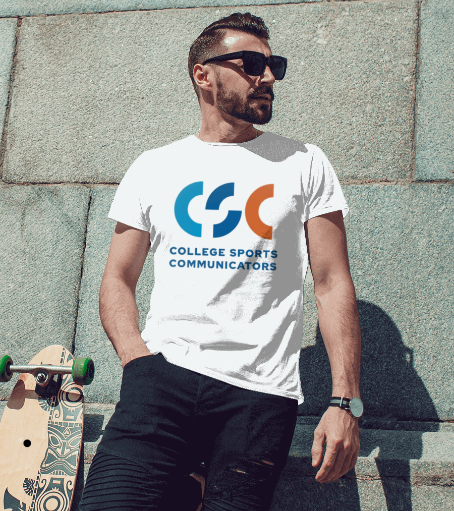 CSC College Sports Communicators Blue Orange T-Shirt