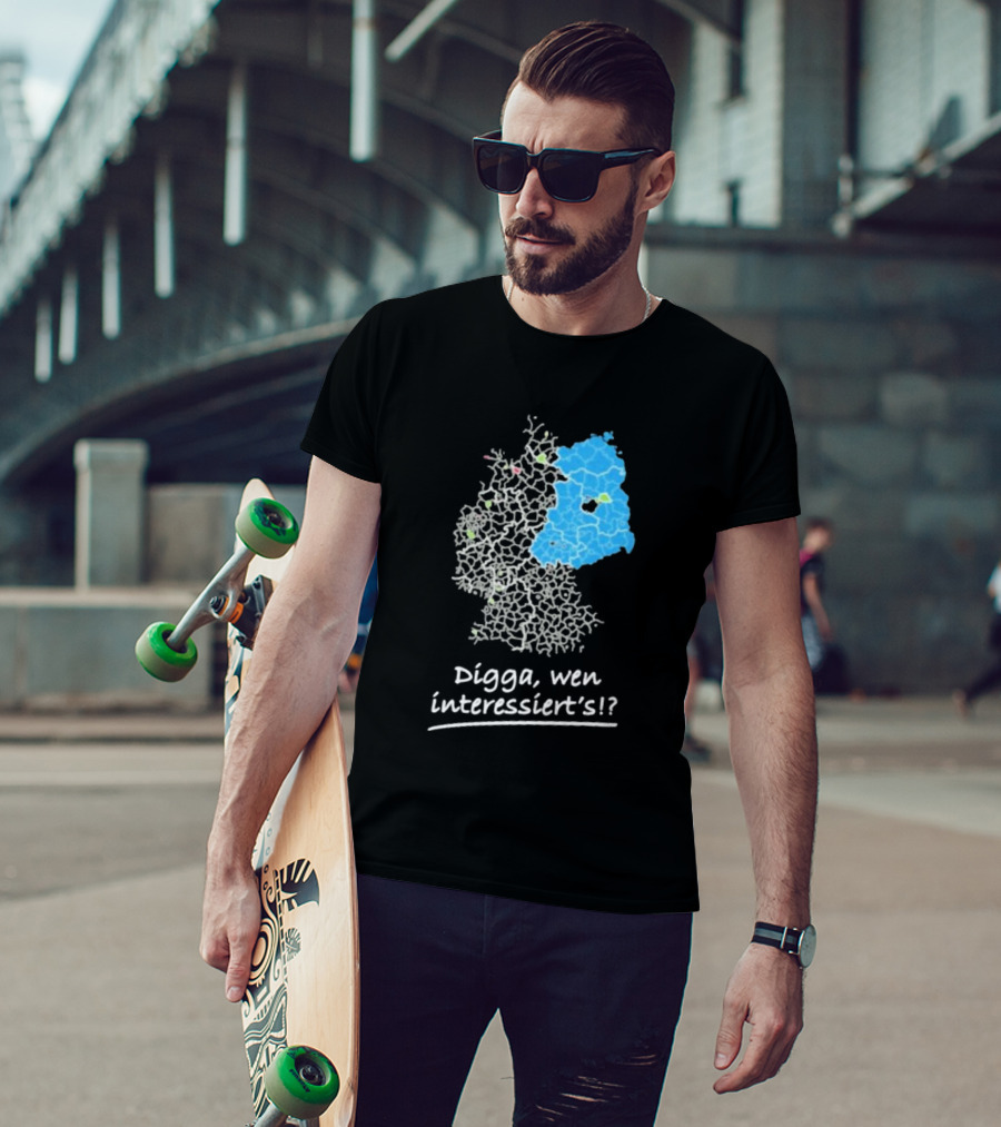 Digga Wen Interessiert Map Outline Blue Highlight T-Shirt