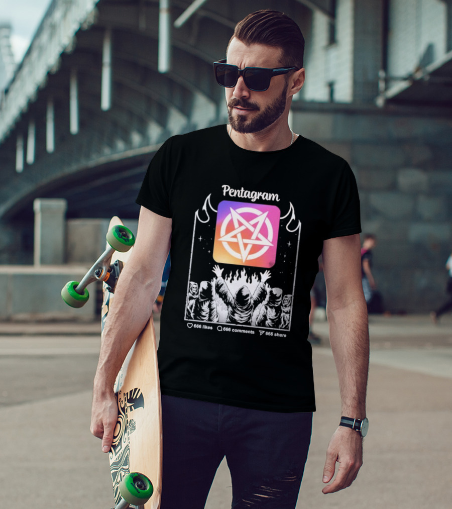 Pentagram Vol 2 666 Likes 666 Comments 666 Share Hoodie Circle Icon Ritual T-Shirt