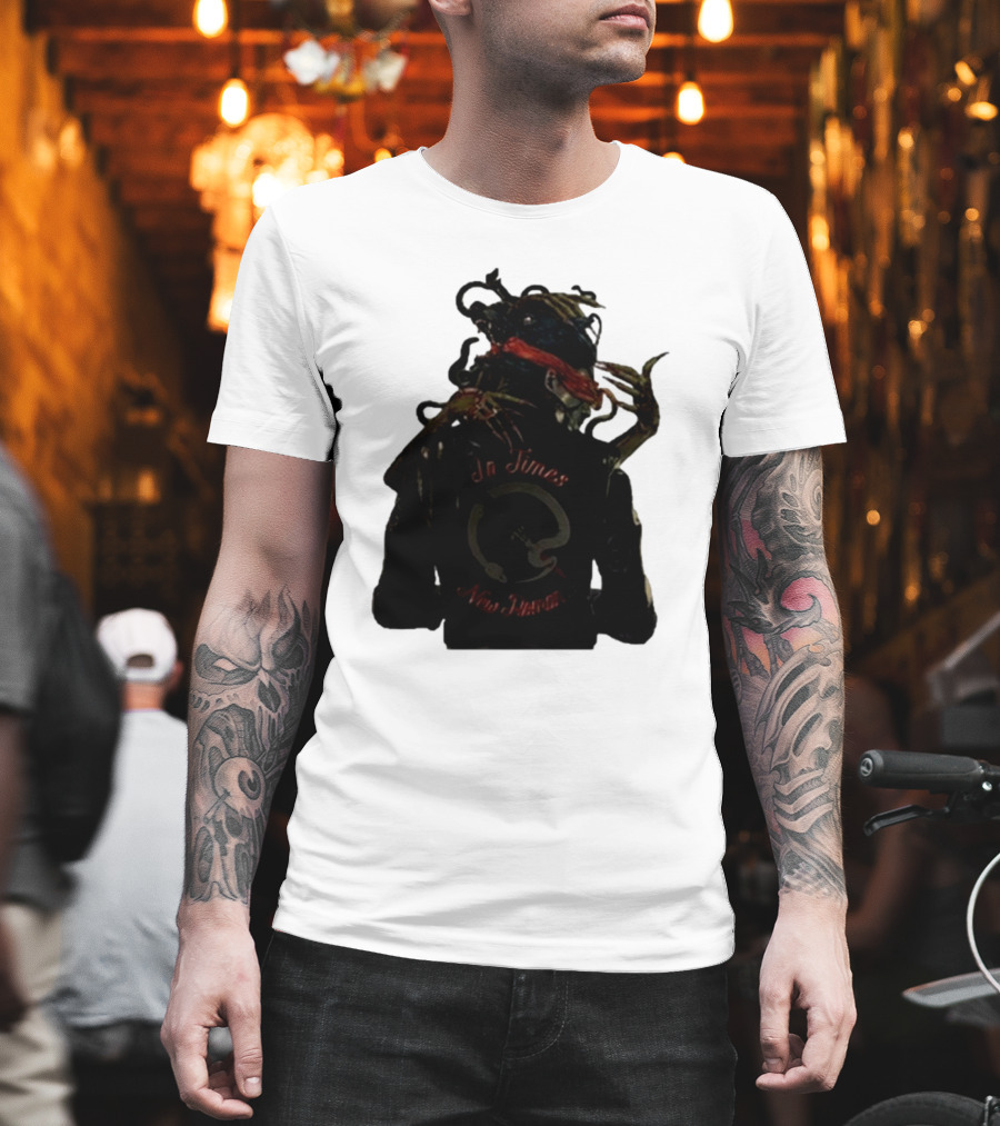 QOTSA In Times New Roman Blindfolded Figure with Entangled Hands T-Shirt