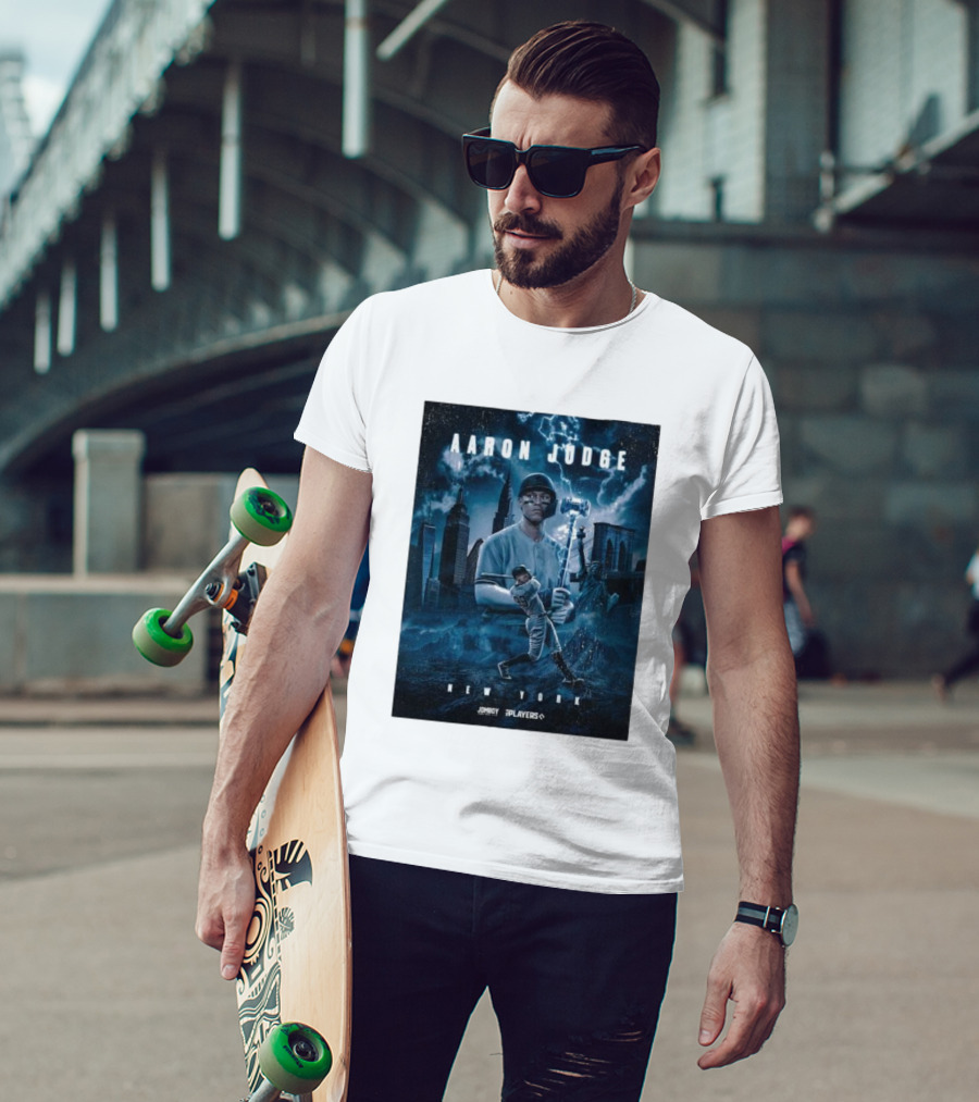 Aaron Judge New York Cityscape Thunderstorm Baseball Power Display T-Shirt
