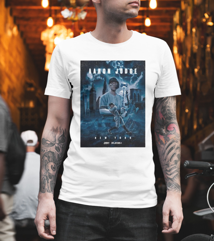 Aaron Judge New York Cityscape Thunderstorm Baseball Power Display T-Shirt