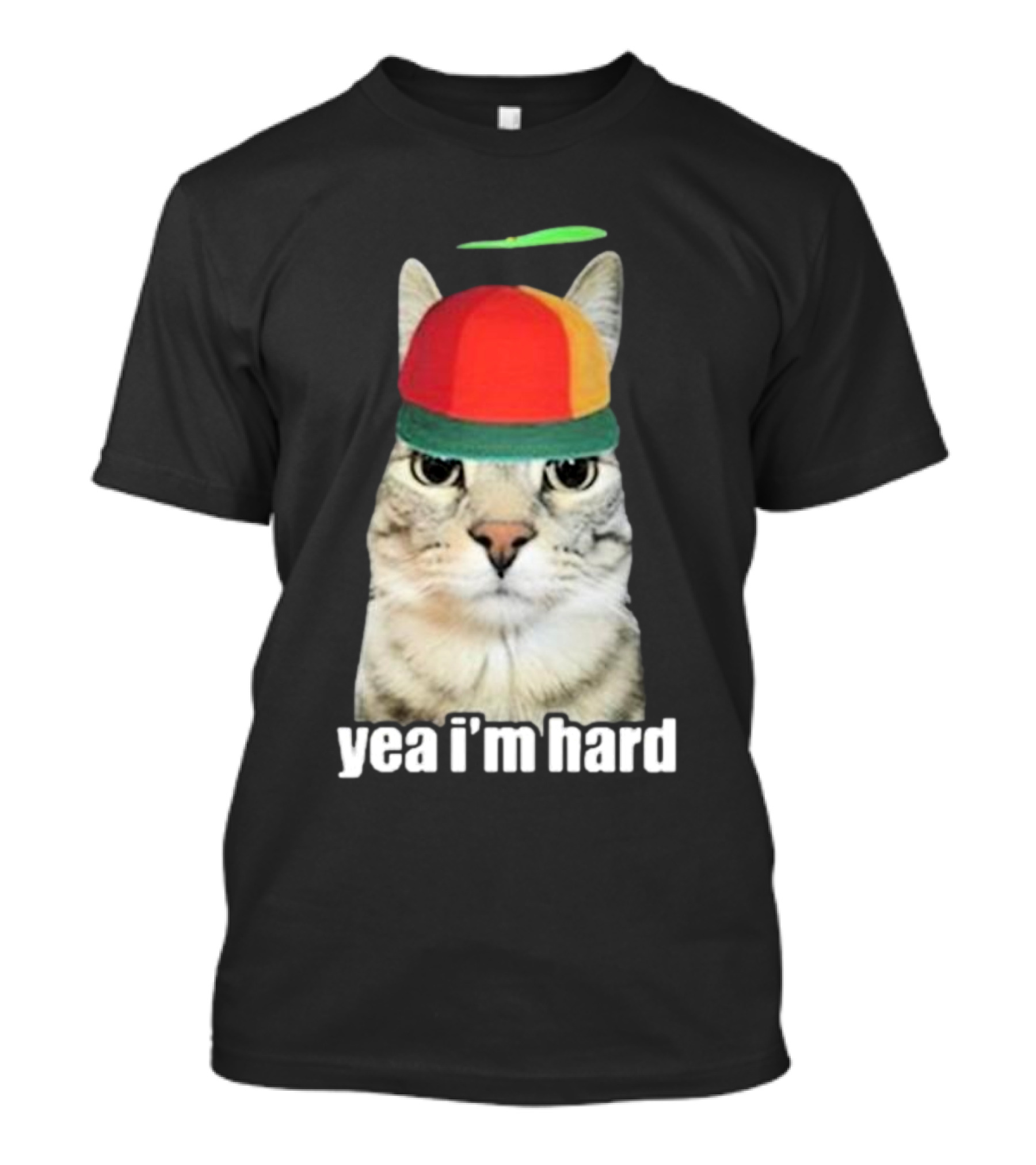 Yea I'm Hard Cat In Propeller Hat T-Shirt