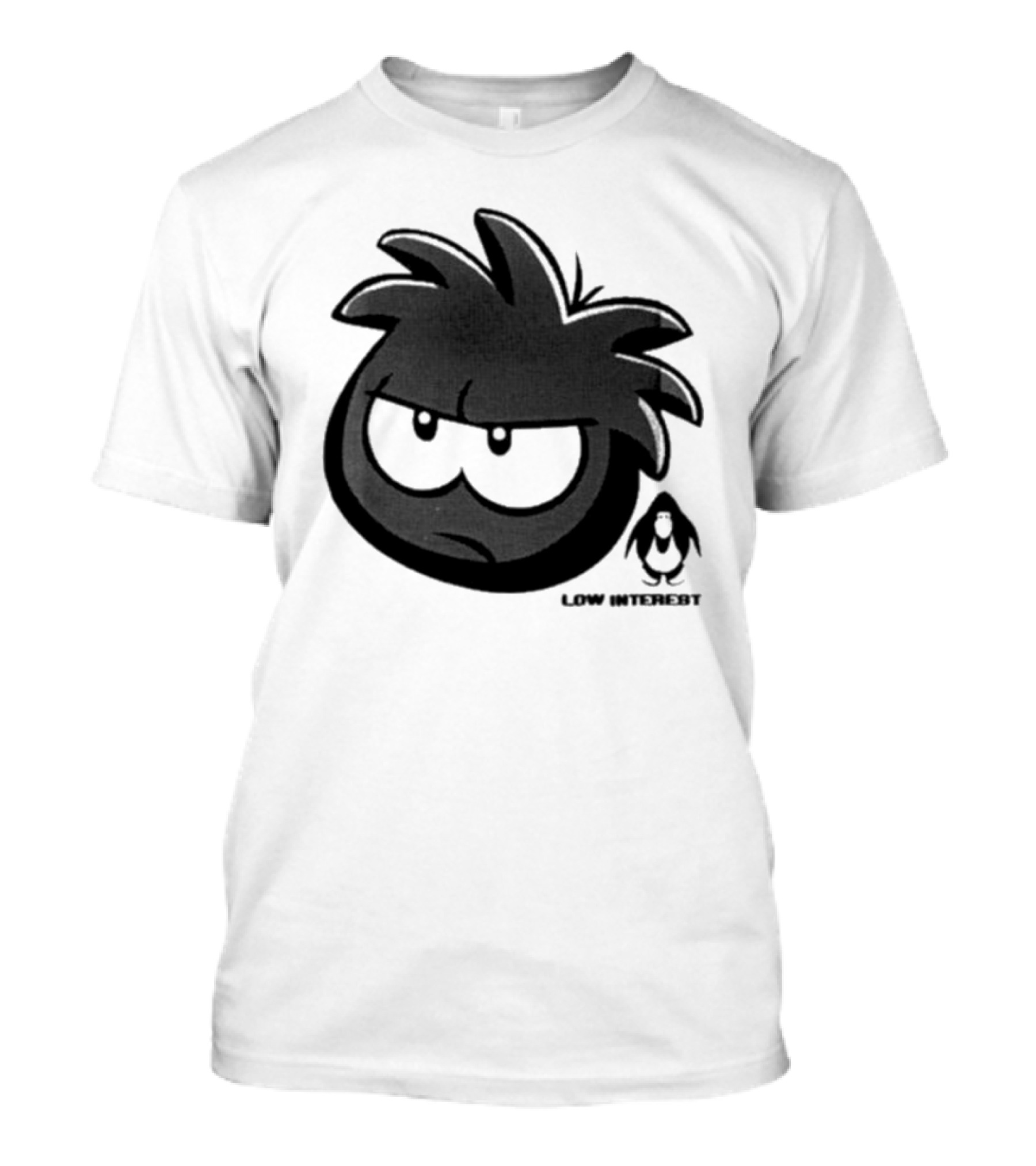 Low Interest Puffle Grumpy Face With Penguin T-Shirt
