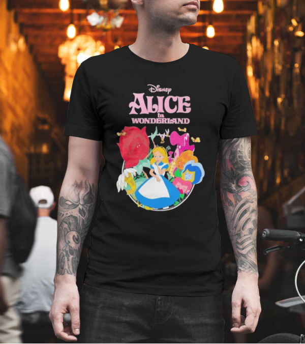 Disney Alice In Wonderland Flowers and Characters Classic T-Shirt Disney Alice In Wonderland Flowers and Characters Classic T-Shirt