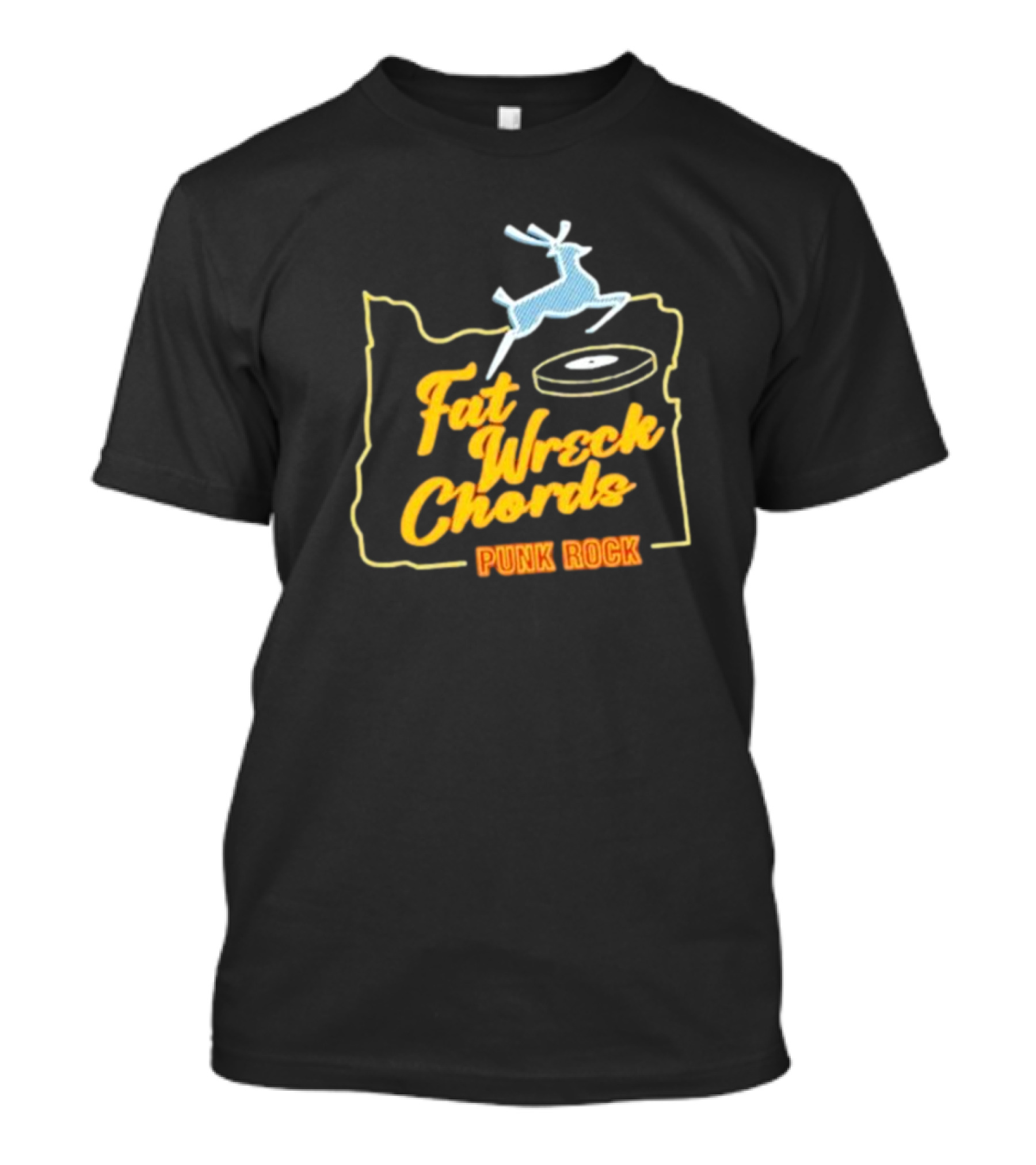 Fat Wreck Chords Punk Rock Record Retro Style Deer Outline T-Shirt