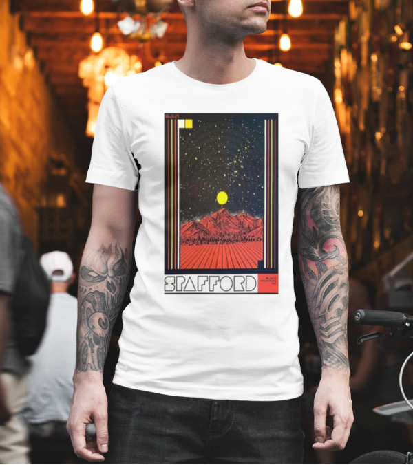 Spafford June 22 2024 Pisgah Brewing Company Black Mountain NC Retro Cosmic Mountain Scene T-Shirt Spafford June 22 2024 Pisgah Brewing Company Black Mountain NC Retro Cosmic Mountain Scene T-Shirt