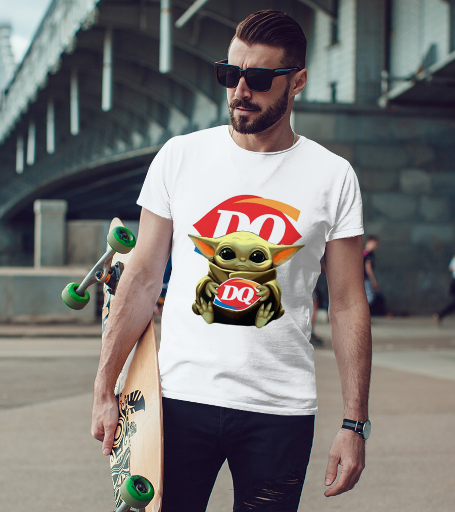 Baby Yoda With DQ Logo Hug T-Shirt