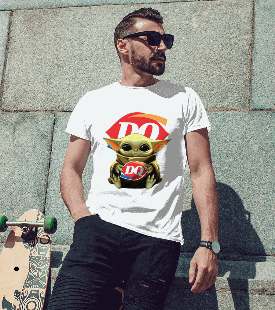 Baby Yoda With DQ Logo Hug T-Shirt